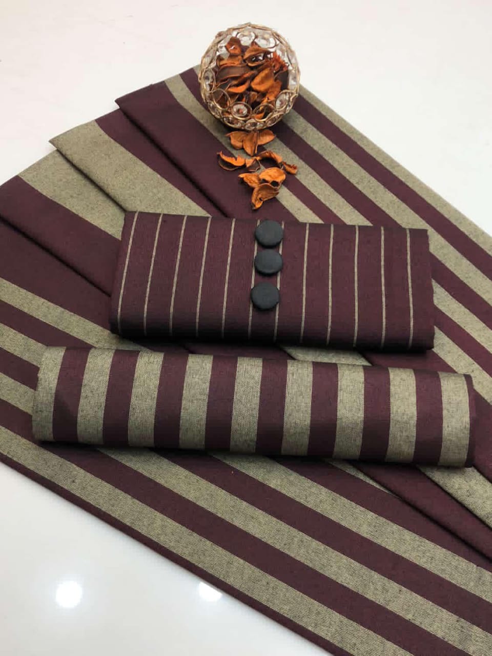 Marina Fabric Mehroon 3 Piece Suit for Women – Winter Collection